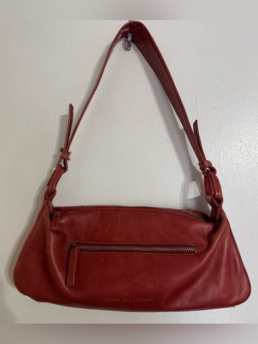 Derek Alexander Red/Orange Leather Baguette Shoulder Bag *See Description*